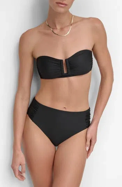 Dkny Shirred Two-piece Swimsuit In Black