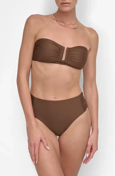 Dkny Shirred Two-piece Swimsuit In Mocha