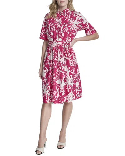 Dkny Floral Elbow-length Sleeve Cotton Shirtdress In Multi