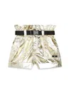 Dkny Laminated Belted Mini Shorts In Giallo