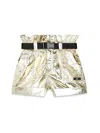 Dkny Laminated Belted Mini Shorts In Yellow