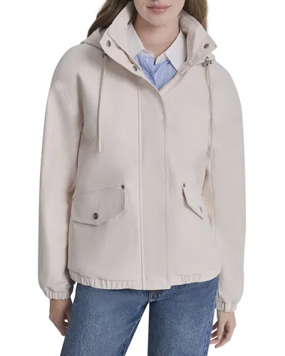 Dkny Short Rain Jacket In Neutral