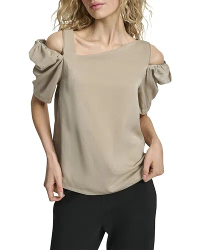 Dkny Short Sleeve Asymmetrical Top In Burgundy