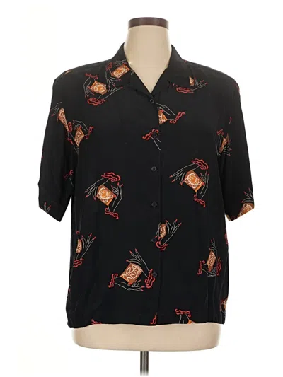 Pre-owned Dkny Short Sleeve Blouse In Black