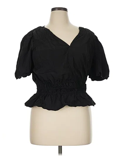Pre-owned Dkny Short Sleeve Blouse In Black