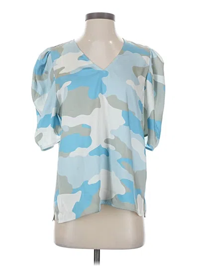 Pre-owned Dkny Short Sleeve Blouse In Blue