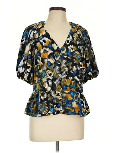 Pre-owned Dkny Short Sleeve Blouse In Blue