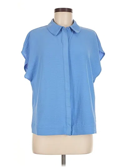 Pre-owned Dkny Short Sleeve Blouse In Blue