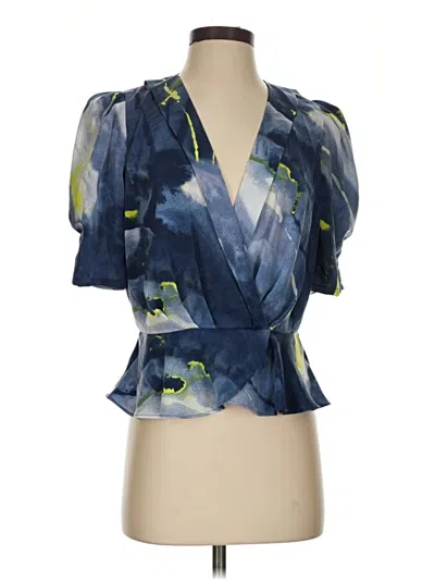 Pre-owned Dkny Short Sleeve Blouse In Blue