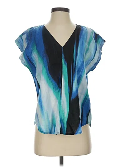 Pre-owned Dkny Short Sleeve Blouse In Blue