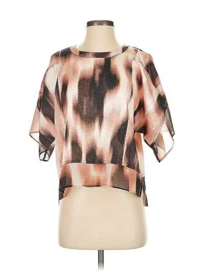 Pre-owned Dkny Short Sleeve Blouse In Brown
