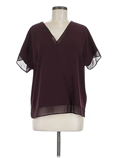 Pre-owned Dkny Short Sleeve Blouse In Burgundy