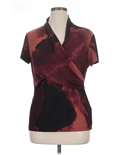 Pre-owned Dkny Short Sleeve Blouse In Burgundy