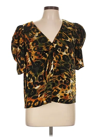 Pre-owned Dkny Short Sleeve Blouse In Gold