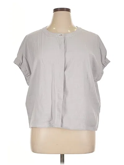 Pre-owned Dkny Short Sleeve Blouse In Gray