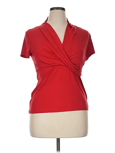 Pre-owned Dkny Short Sleeve Blouse In Red