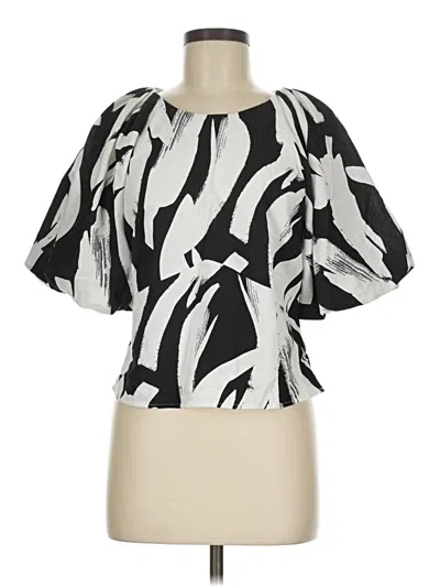 Pre-owned Dkny Short Sleeve Blouse In Silver