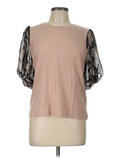 Pre-owned Dkny Short Sleeve Blouse In Tan