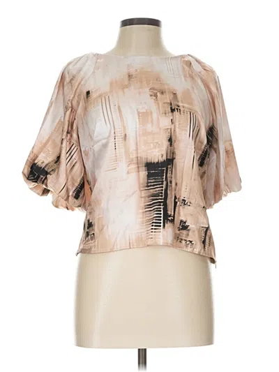 Pre-owned Dkny Short Sleeve Blouse In Tan