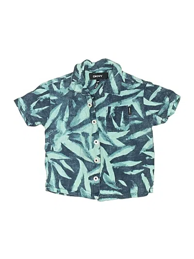 Pre-owned Dkny Kids' Short Sleeve Button Down Shirt In Blue