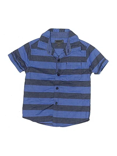 Pre-owned Dkny Kids' Short Sleeve Button Down Shirt In Blue
