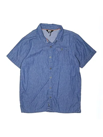 Pre-owned Dkny Kids' Short Sleeve Button Down Shirt In Blue