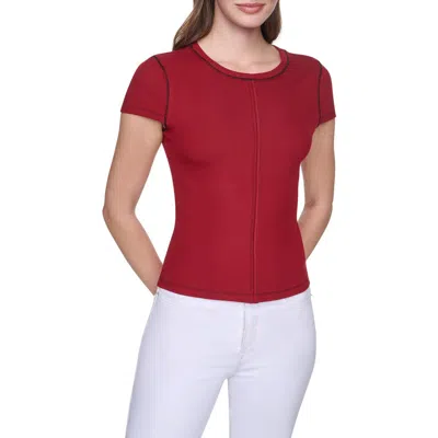 Dkny Short Sleeve Contrast Stitch T-shirt In Red