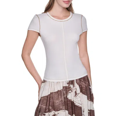 Dkny Short Sleeve Contrast Stitch T-shirt In White