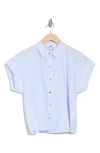 Dkny Short Sleeve Cotton Poplin Button-up Shirt In Multi