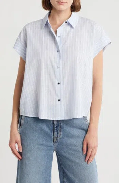 Dkny Short Sleeve Cotton Poplin Button-up Shirt