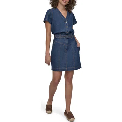 Dkny Short Sleeve Denim Shirtdress