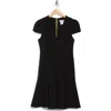 Dkny Short Sleeve Flounce Hem Dress In Black