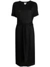 Dkny Short-sleeve Linen Long Dress In Black