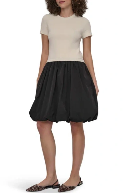 Dkny Short Sleeve Mixed Media Bubble Dress