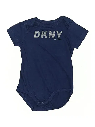 Pre-owned Dkny Babies' Short Sleeve Onesie In Blue