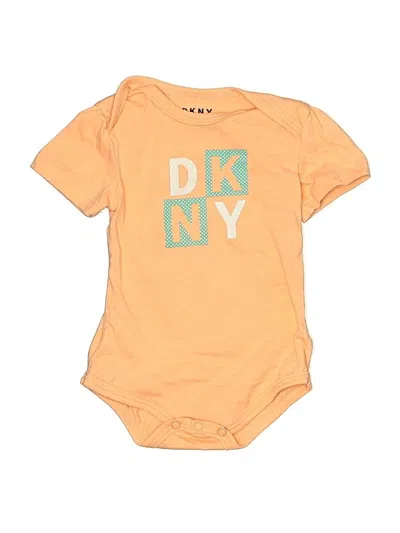 Pre-owned Dkny Babies' Short Sleeve Onesie In Orange