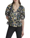 Dkny Abstract Print Peplum Top