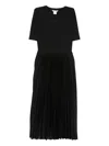 Dkny Short-sleeve Pleated Midi Dress In Black