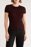 Dkny Short Sleeve Rib Knit Sweater In Red