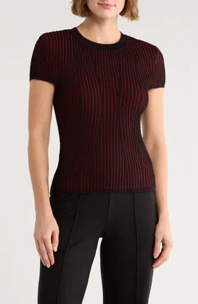 Dkny Short Sleeve Rib Knit Sweater In Red