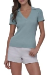 Dkny Short Sleeve Rib Polo Sweater In Mineral
