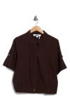 Dkny Short Sleeve Roll Tab Jacket In Brown
