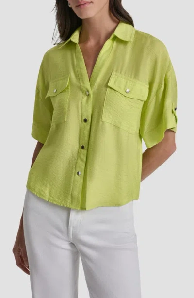 Dkny Short Sleeve Roll Tab Shirt In Green