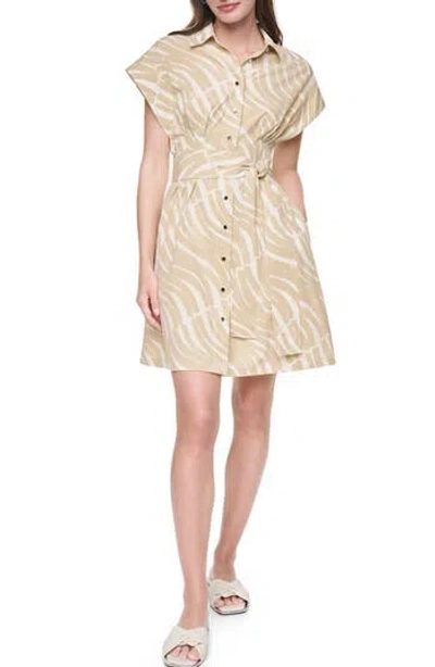 Dkny Short Sleeve Shirtdress In Neutral