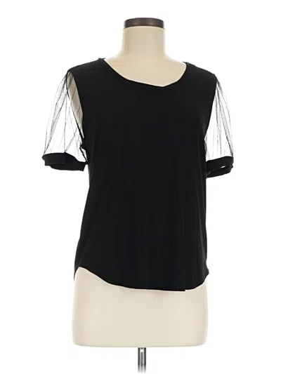 Pre-owned Dkny Short Sleeve Top Black Cold Shoulder Neckline Tops