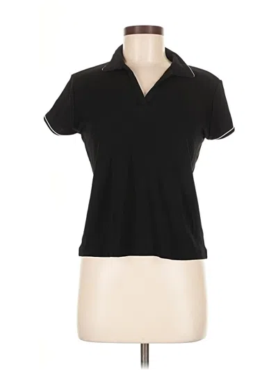 Pre-owned Dkny Short Sleeve Top Black Collared Neckline Tops