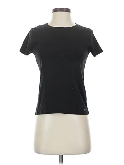 Pre-owned Dkny Short Sleeve Top Black Crew Neck Tops