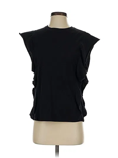 Pre-owned Dkny Short Sleeve Top Black One Shoulder Neckline Tops