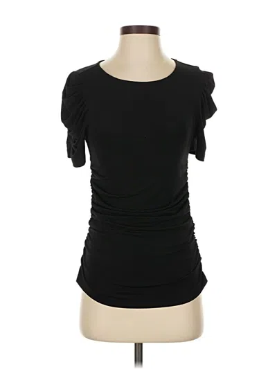 Pre-owned Dkny Short Sleeve Top Black Scoop Neck Tops