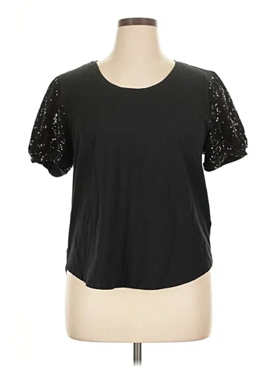 Pre-owned Dkny Short Sleeve Top Black Sweetheart Neckline Tops